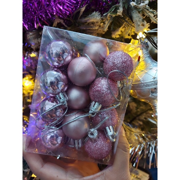 Set 24 trái châu mini trang trí cây thông