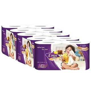 Giấy Vệ Sinh E'Mos Premium Tím 2 Lớp (Lốc 10 Cuộn)