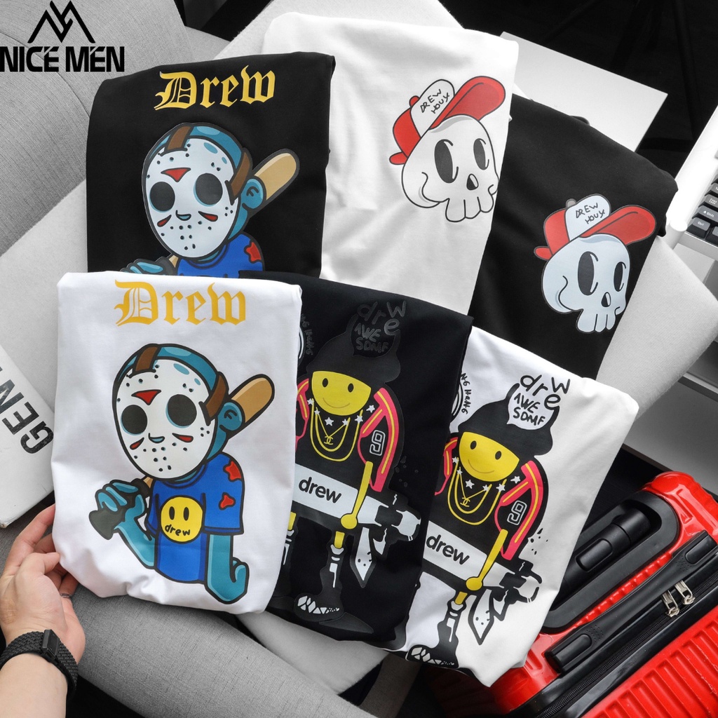 Áo Thun Nam Nữ Unisex Cổ Tròn in Graphic Drew House Form Rộng Oversize 50 - 90Kg NICEMENDR3