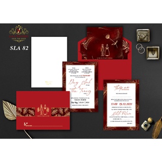 Thiệp cưới màu đỏ A82 combo 180 bộ