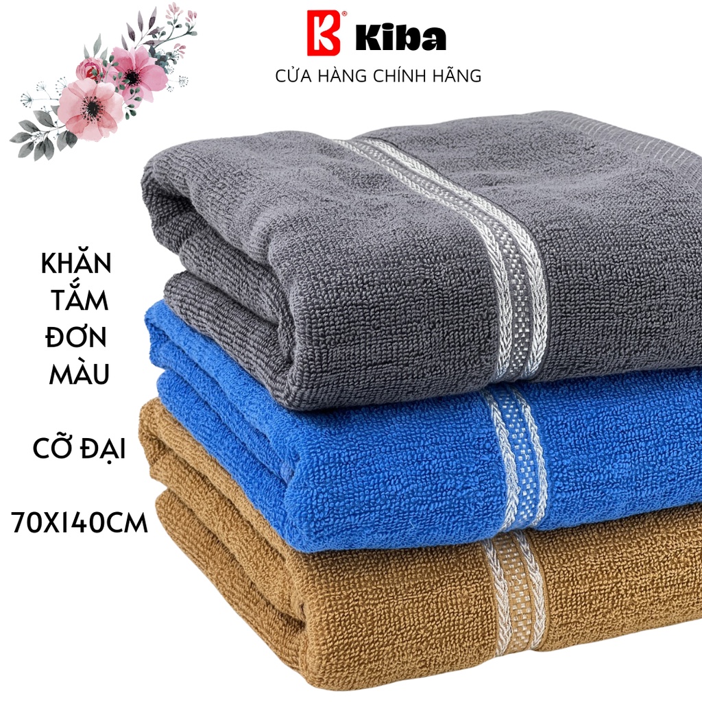 Khăn Tắm Cỡ Lớn 70x140cm Trơn Màu KIBA, Cotton Dày Dặn, Thấm Hút Tốt, 3 Màu Cơ Bản Dễ Lựa Chọn