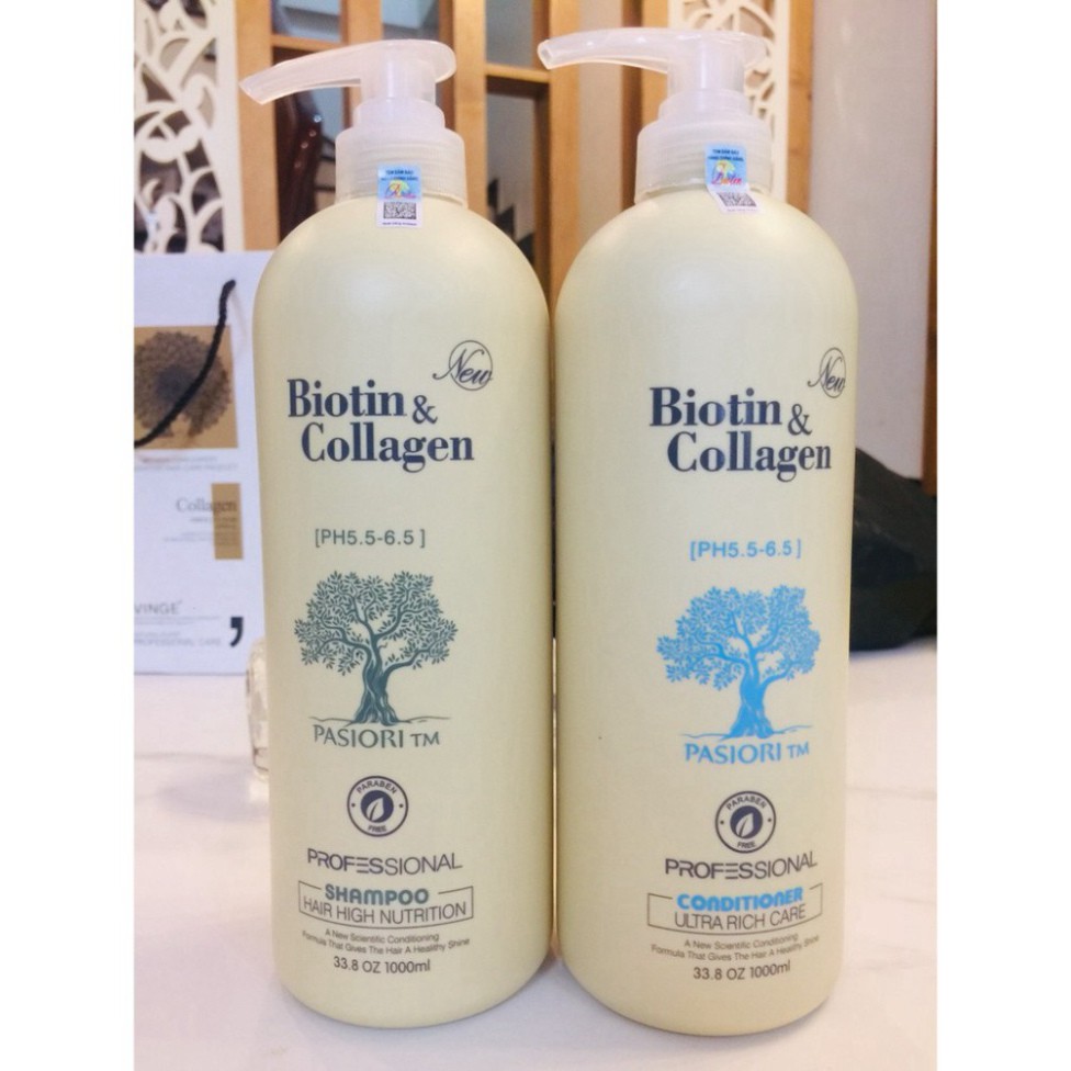 Dầu Gội Cặp Collagen Trắng, Cặp Dầu Gội Biotin Dưỡng Tóc Suôn Mượt ,Phục Hồi Tóc Khô Xơ, Lưu Hương Thơm Lâu Cả Ngày-SALE