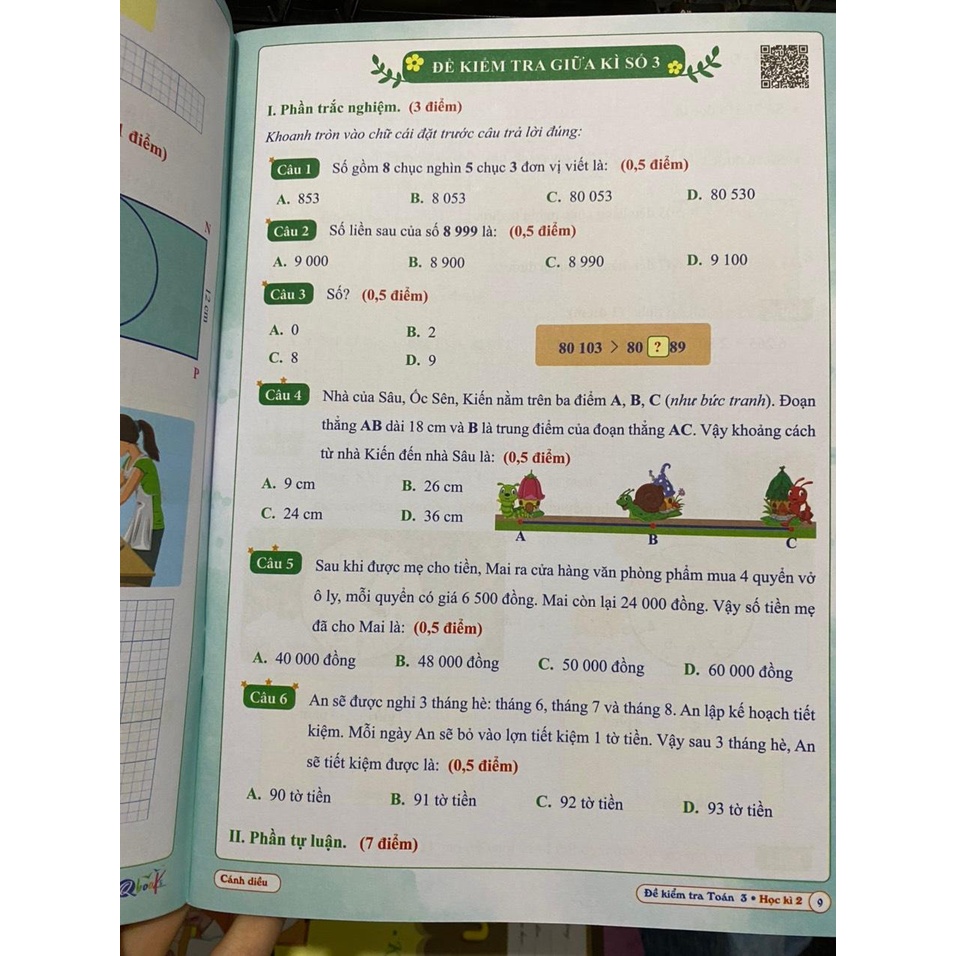 Sách - Đề kiểm tra toán 3 học kì 2 ( Cánh diều )