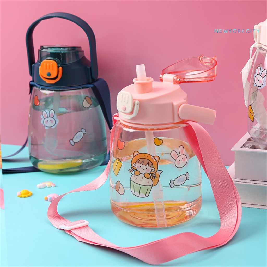 Bình Nước Thể Thao NY-1300ml Có Nắp Đậy Và Dây Đeo Vai Dung Tích Lớn Trong Suốt