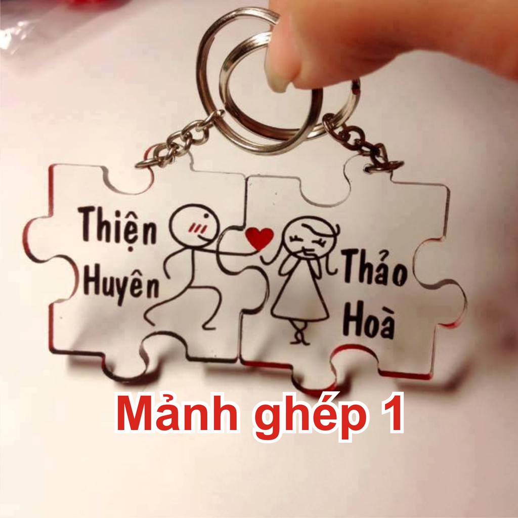 Móc Khoá Sơn Màu Tuzki và mảnh ghép ( Khắc Tên Theo Yêu Cầu )