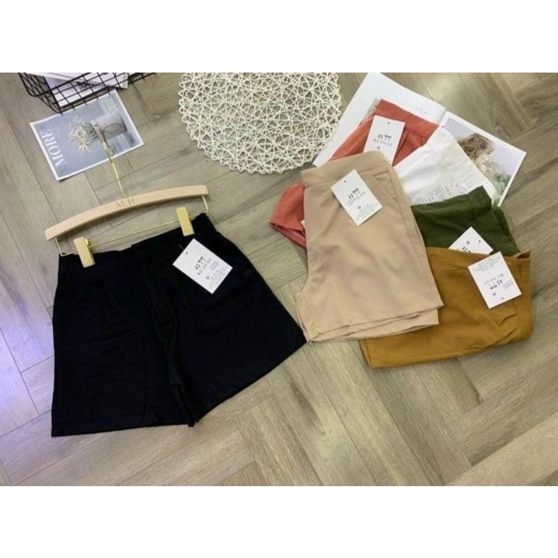 Quần đùi đũi nữ 6 màu💥FREESHIP💥phong cách Hàn vải đũi cao cấp cạp khoá lưng chun |