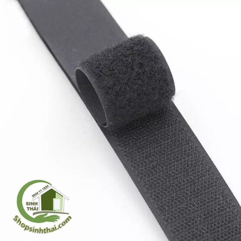 Miếng dán vải 2 mặt dán giày, túi xách - dính gai dán Xé, Băng gai dính, khóa nhám gai khổ rộng 2cm - màu đen