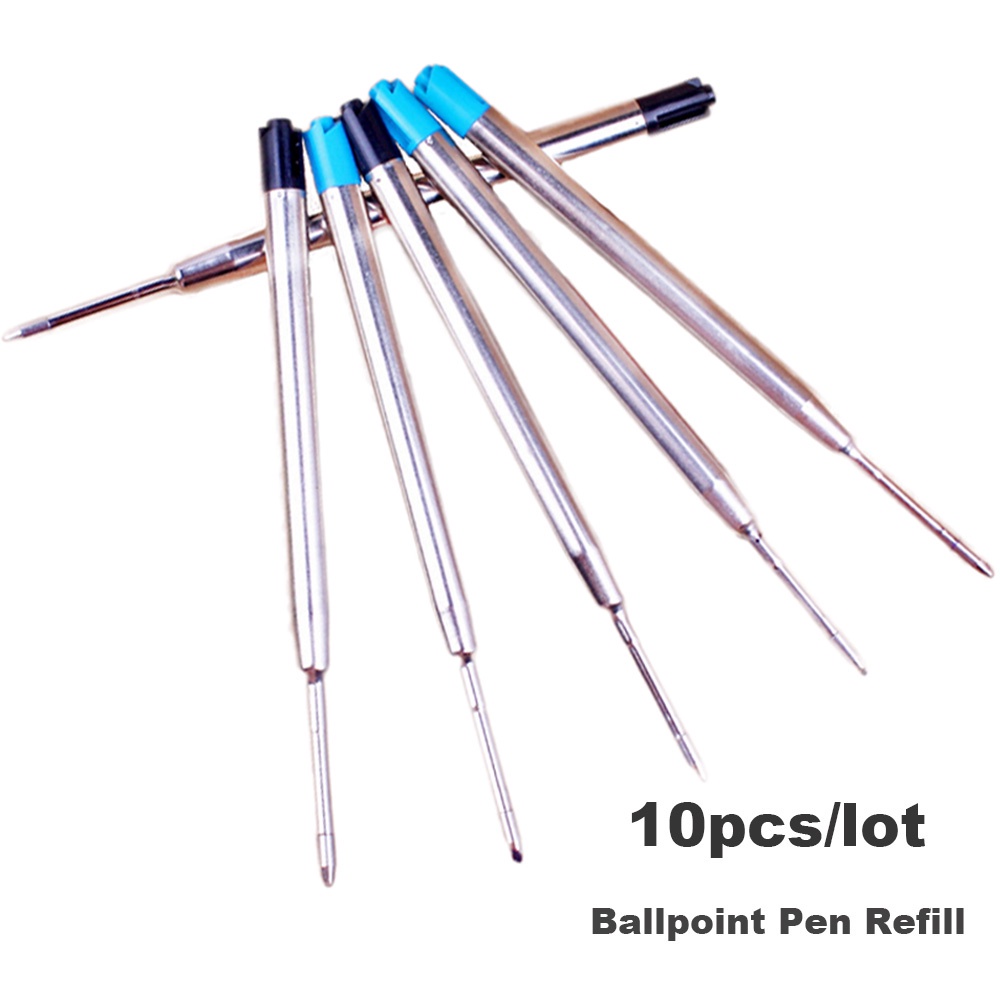 Set 10 ruột bút bi bằng kim loại ngòi 0.5mm màu xanh dương/đen tiện lợi