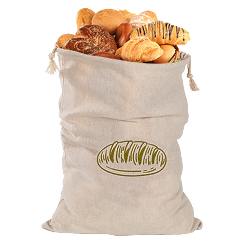 Túi Dây Rút Đựng Bánh Mì / Kẹo / Bánh Quy Chất Liệu Vải Lanh Có Thể Tái Sử Dụng