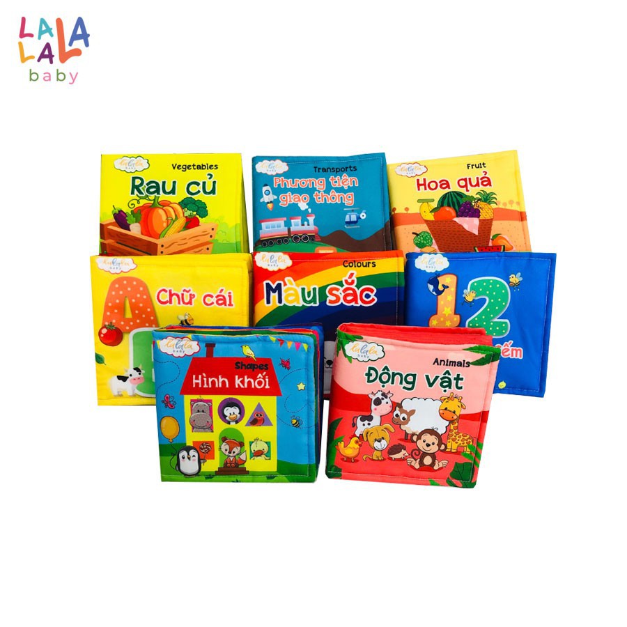 [Chính hãng] Bộ 8 cuốn Sách vải Lalala baby, kích thích đa giác quan: My very first book, kích thước 15x15cm 12 trang