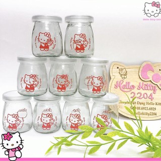 🌸🌸 Combo 12 cốc thủy tinh đựng sữa chua hình Hello Kitty ☘☘