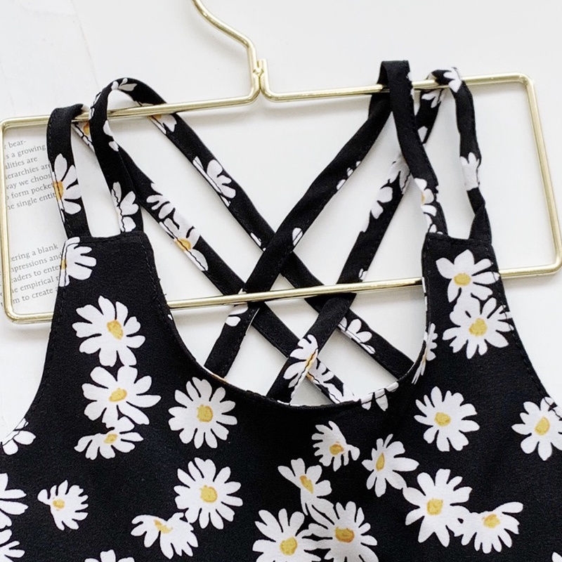 Đầm Hoa Hai Dây Thời Trang Mùa Hè Hàn Quốc Đáng Yêu Dành Cho Bé Gái 0-7 Tuổi