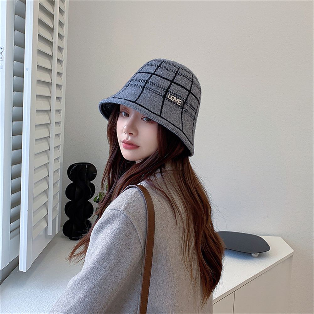 Nón bucket dệt kim giả len phong cách cổ điển đơn giản thời trang thu đông mới cho nữ