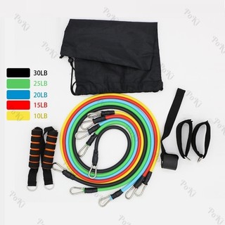 Dây đàn hồi tập gym s1-d, bộ dây tập thể lực 5 màu - bộ 11 chi tiết, dây tập kháng lực 100lb tiêu chuẩn - poki