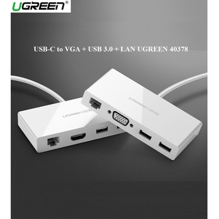 Cáp Chuyển USB Type-C To VGA + LAN - RJ45 +  2*USB 3.0 UGREEN 40378