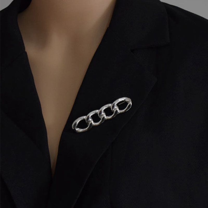 Ghim Cài Áo Dạng Chuỗi Xích Dày Màu Vàng / Bạc Sáng Tạo Phù Hợp Làm Quà Cho Bạn Bè