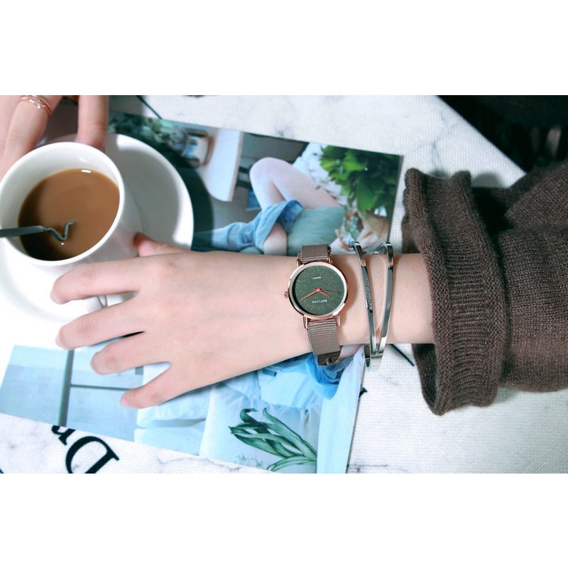 Đồng Hồ Nữ Dây Vải Mstianq Mặt Tròn Thời Trang Phong Cách Ulzzang - Hazo