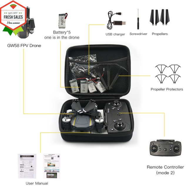 Túi Vỏ Cứng Bảo Vệ Cho Drone E58 / Jy018 / Jy019 / Gw58 / X6 / E010 / E010S / E013 / E50