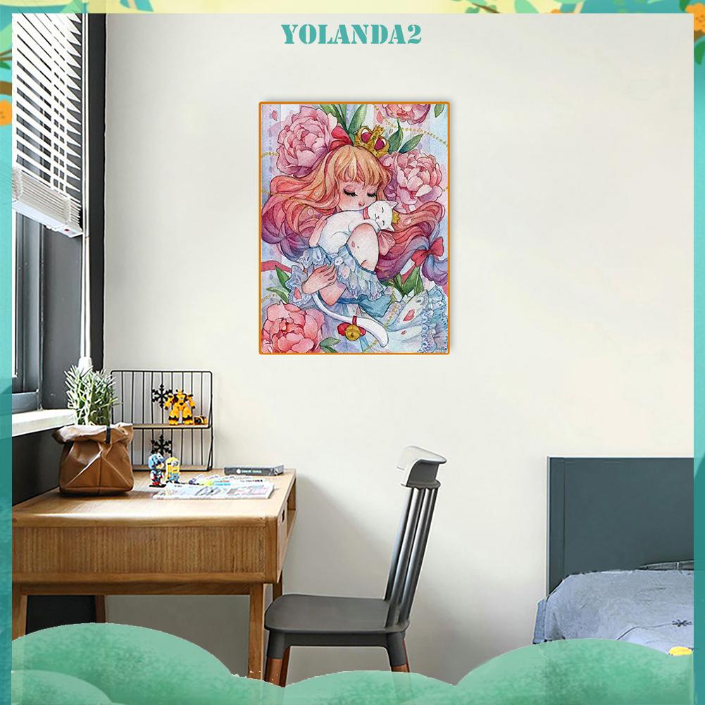 Bộ Tranh Đính Đá 5D DIY Hình Cô Gái Cá Koi Dùng Trang Trí Tường