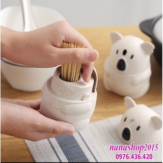 Lọ đựng tăm gấu trúc bằng lúa mạch