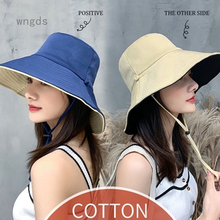 2 Side Wear Bucket Hat Women Summer Beach Wide Brim Sun Cap Girl UV Protect Foldable Fisherman Panama Hat