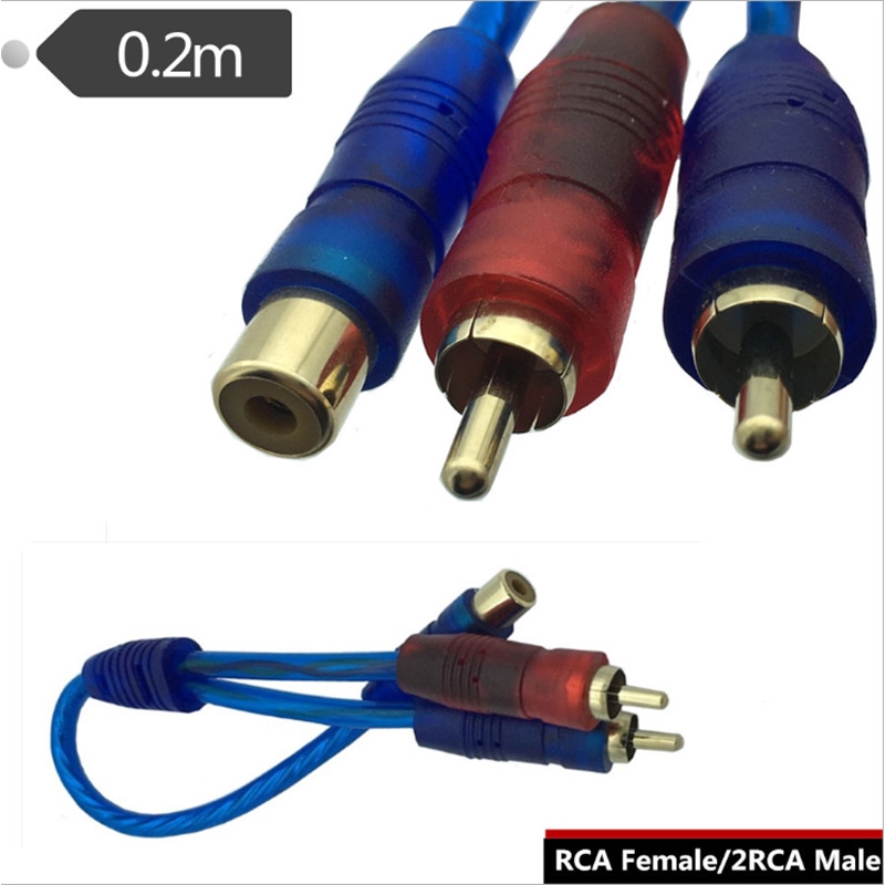 Gold Rca male plug to 2 RCA female jack adapter cable 0.2m RCA Plug/2 RCA Jack cable (1 RCA Male to 2 RCA Female)