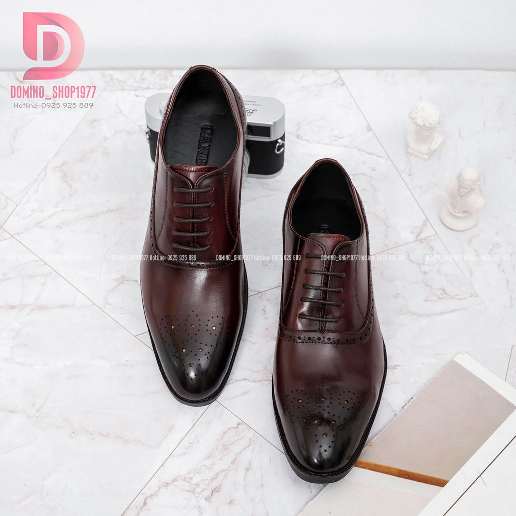 Giày tây nam thoáng khí da bò  thật 100% kiểu dáng Oxford
