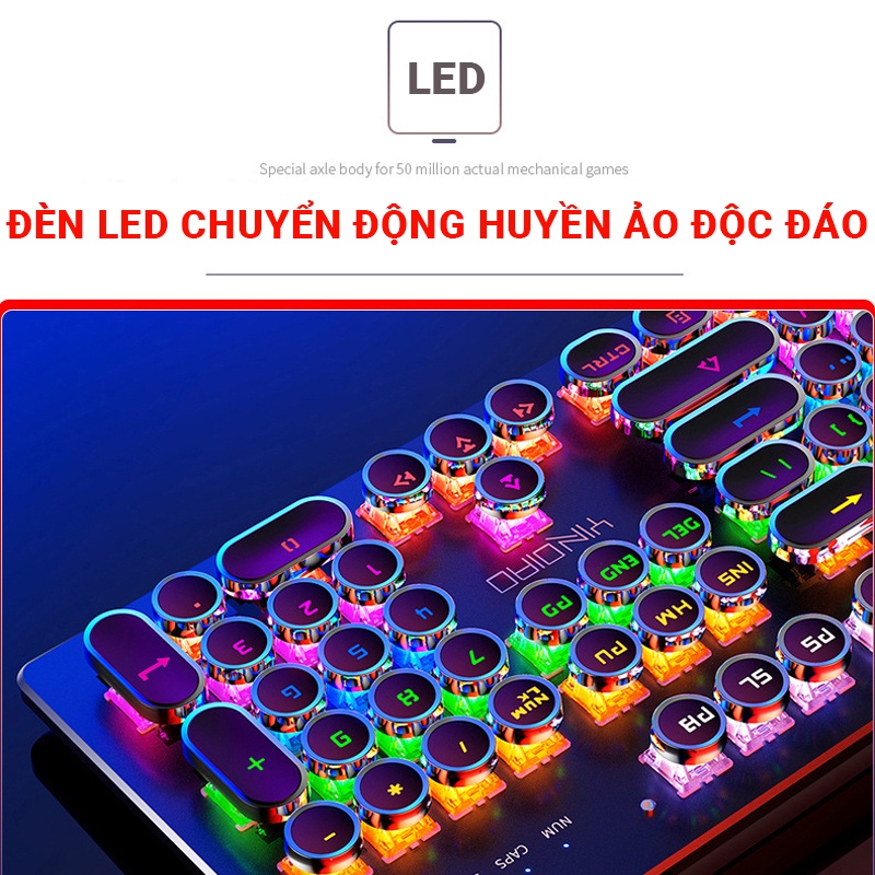 Bàn phím cơ ZK-4 Bàn phím PC laptop gaming Full LED RGB T907, thiết kế cổ điển Full LED hiện đại, thời trang