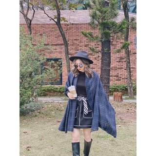 Khăn len bản to Xanh đen kẻ ánh kim