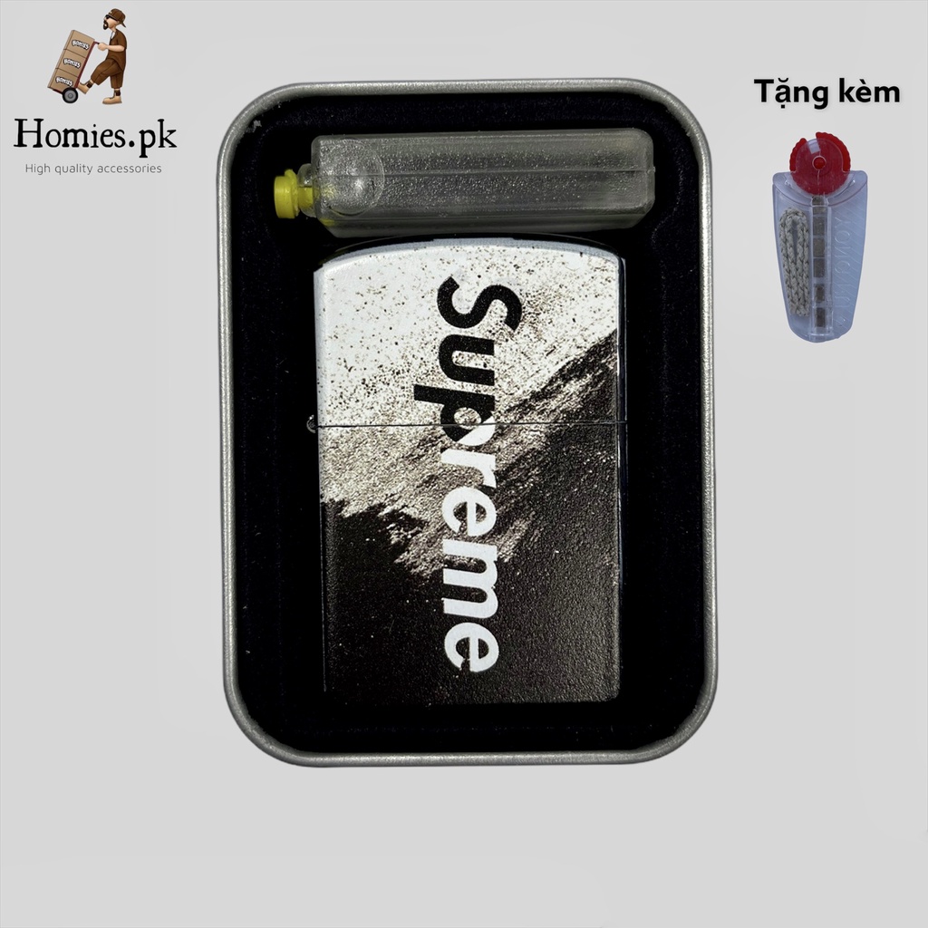 [Mã LIFEXANH03 giảm 10% đơn 500K] Vỏ Zippo Kèm Ruột in hình Supre thích hợp làm quà tặng- Homies.pk