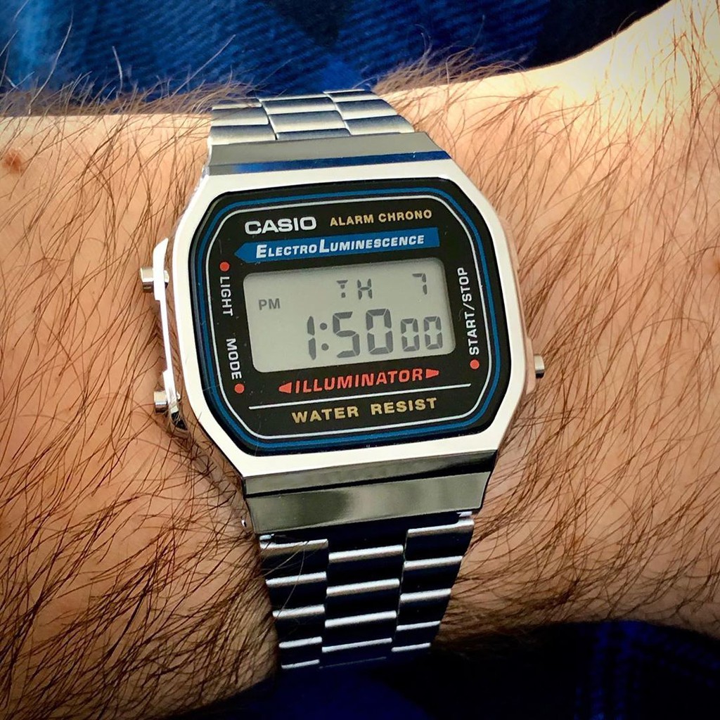 Đồng hồ Nam dây thép Casio A168WA-1 chính hãng bảo hành 1 năm Pin trọn đời