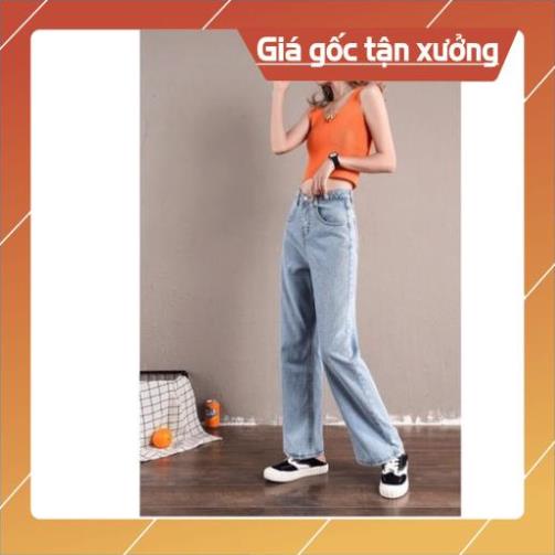 Quần jean bò ống suông rộng nữ lưng cao chất vải đẹp xịn hàng Quảng châu phong cách Hàn Quốc style Hot 2021-HAPONO-J045 | BigBuy360 - bigbuy360.vn