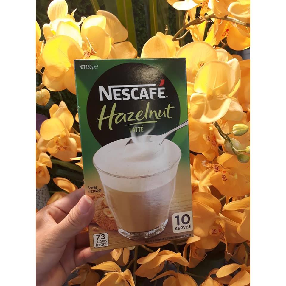 Cafe Sữa ÚC nổi bột kem NESCAFE Vị Hazelnut &amp; Latte 1 hôp x 10 gói