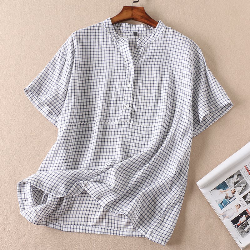 Áo Sơ Mi Nữ Form Rộng Tay Ngắn, Áo Đũi Nữ Cổ Tàu, Chất Liêu Đũi Mềm Mát SM50