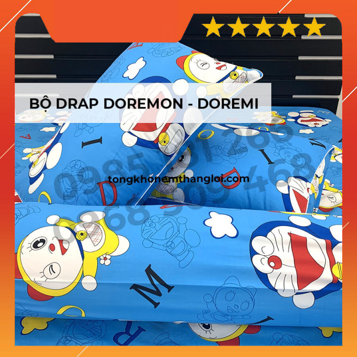 Doremon vs Doremi - Bộ Drap Cotton 4 món Thắng Lợi Chính Hãng
