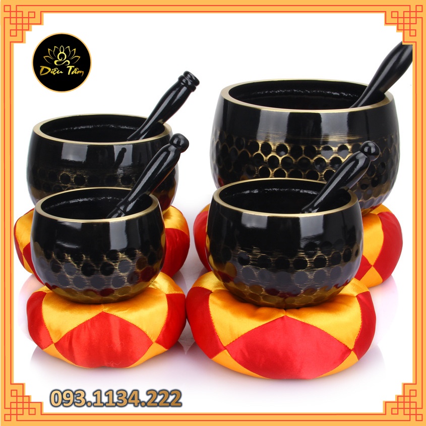 Chuông tụng kinh niệm phật đồng đen vân lục giác