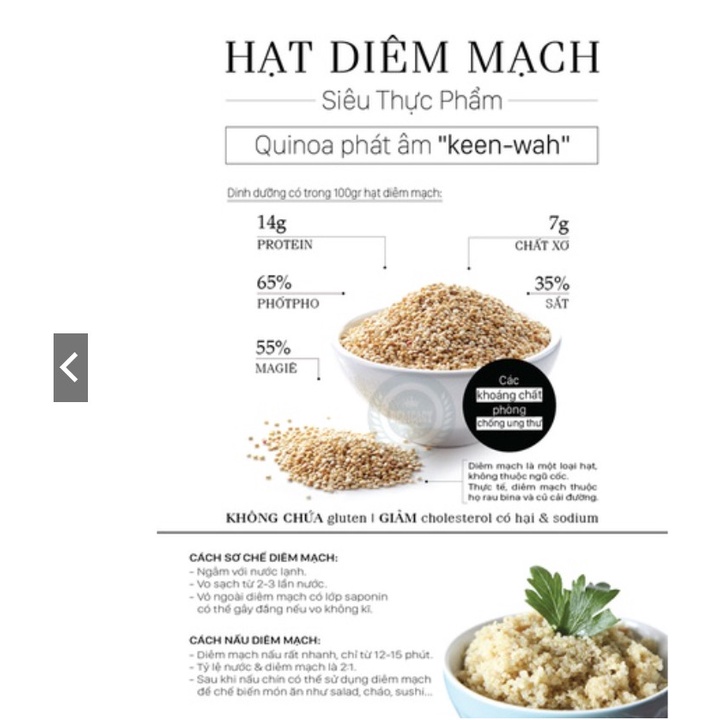 Hạt diêm mạch (quinoa) trắng Bio Planet 500g