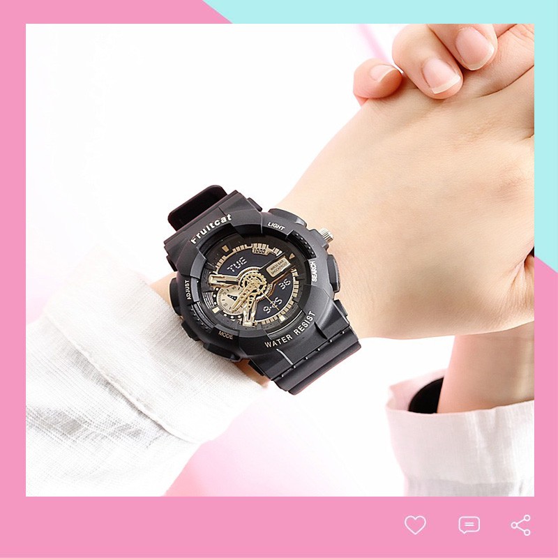 Đồng hồ thời trang nam nữ Fruitcat chạy kim giả điện tử cá tính DH108