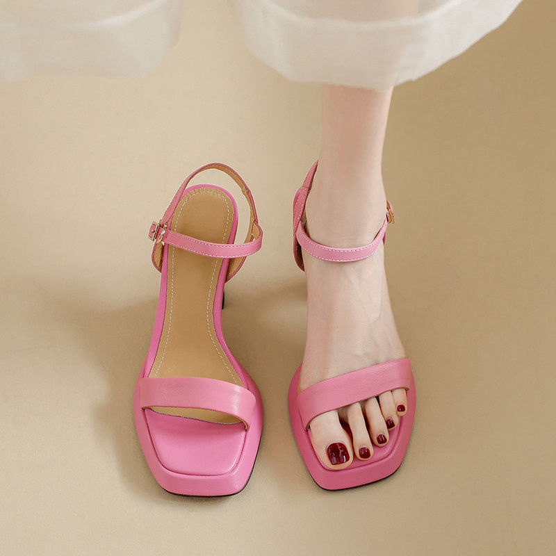 Giày Sandal Cao Gót 9cm Chống Nước Mũi Vuông Thời Trang Mùa Hè Cho Nữ