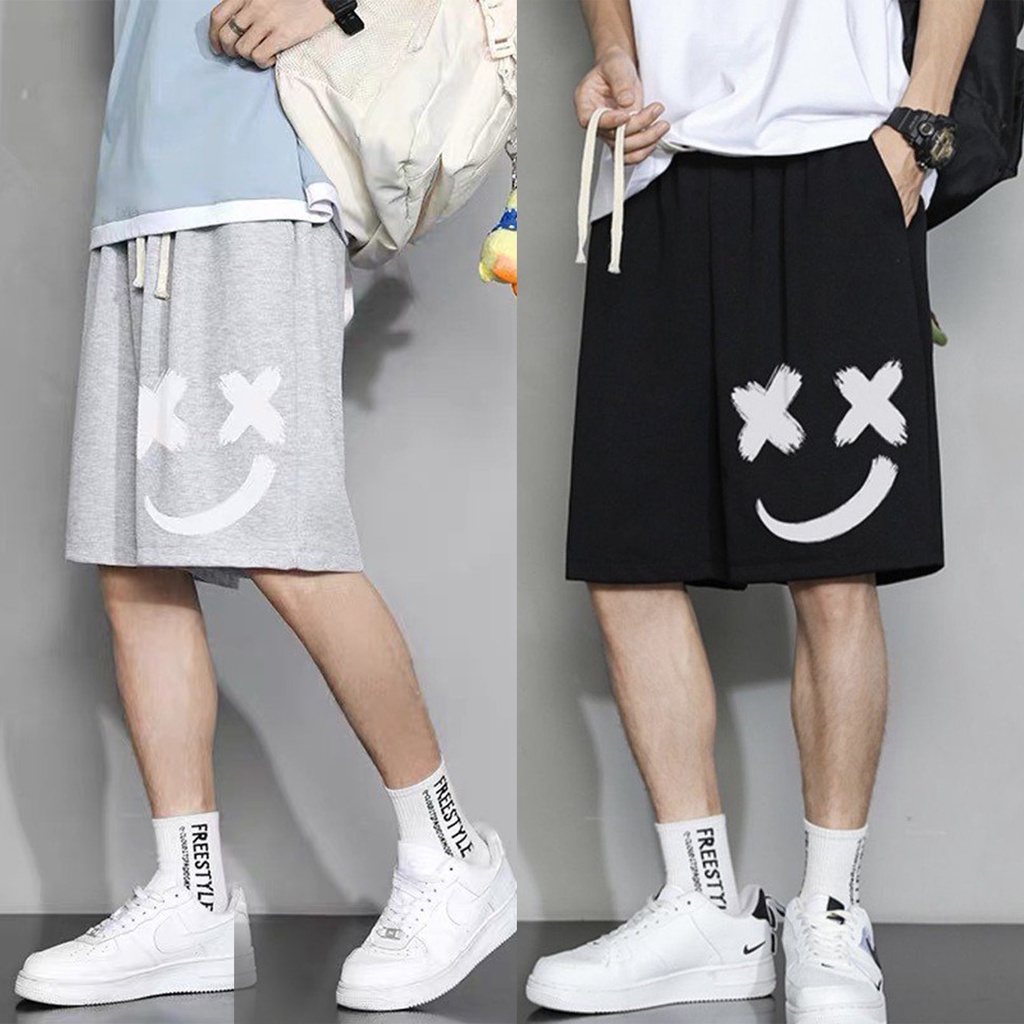 Quần short nam ,quần đùi unisex in mặt cười chữ X kiểu dáng trẻ trung hiện đại chất liệu thun cotton thể thao thoáng mát