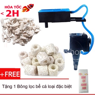 Máy lọc nước hồ cá RS 9800 2100L/H loại tốt, tiết kiệm điện + 100gr Sứ Lọc + 100gr San hô tặng bông lọc bể cá dầy mịn