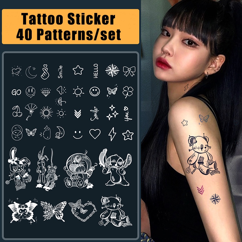 Bộ 40 Hình Xăm Dán Họa Tiết Hoạt Hình Chống Nước Lâu Trôi Dễ Thương