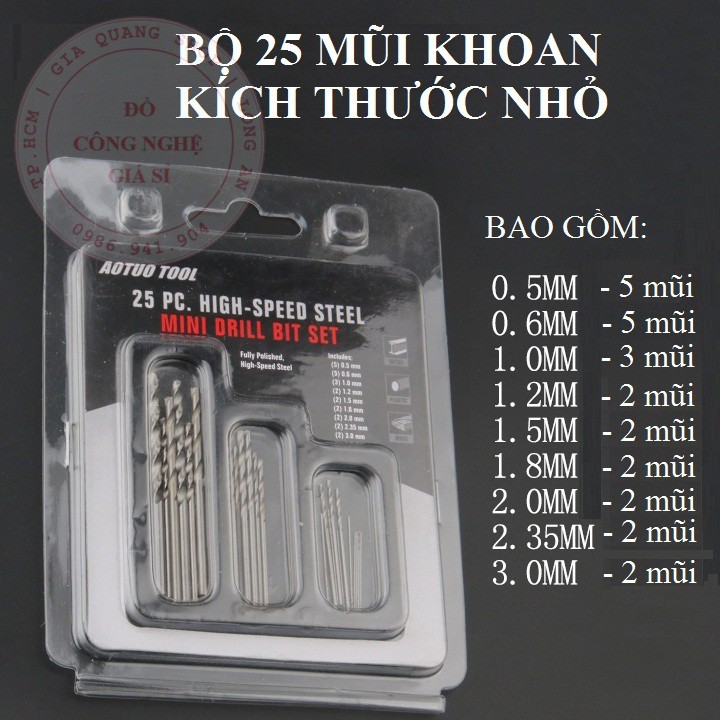 Bộ 25 mũi khoan nhỏ