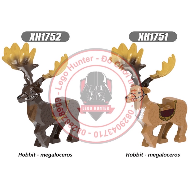 Nonlego XH 1751 1752 Hobbit Megaloceros mô hình lắp ráp Hươu chúa thú cưỡi của Kinh Elven The lord of the Rings