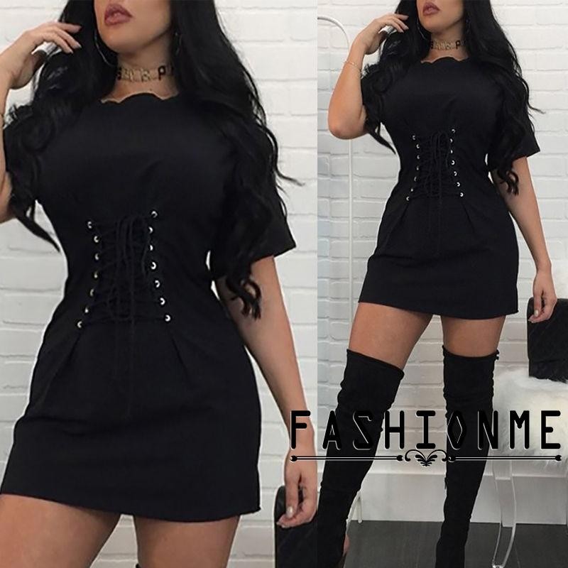 ღ𝓂ℰWomen Sexy Bandage Bodycon Summer Evening Cocktail Party Short Sleeve Mini Dress