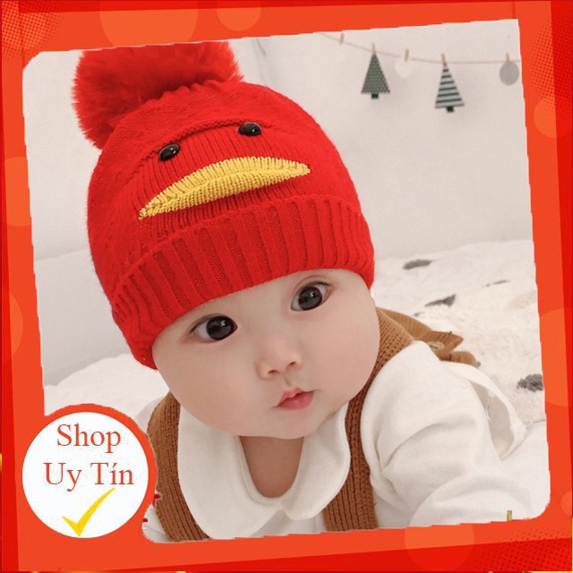 Mũ len con vịt phối chỏm bông đáng yêu MU19019 - MAGICKIDS