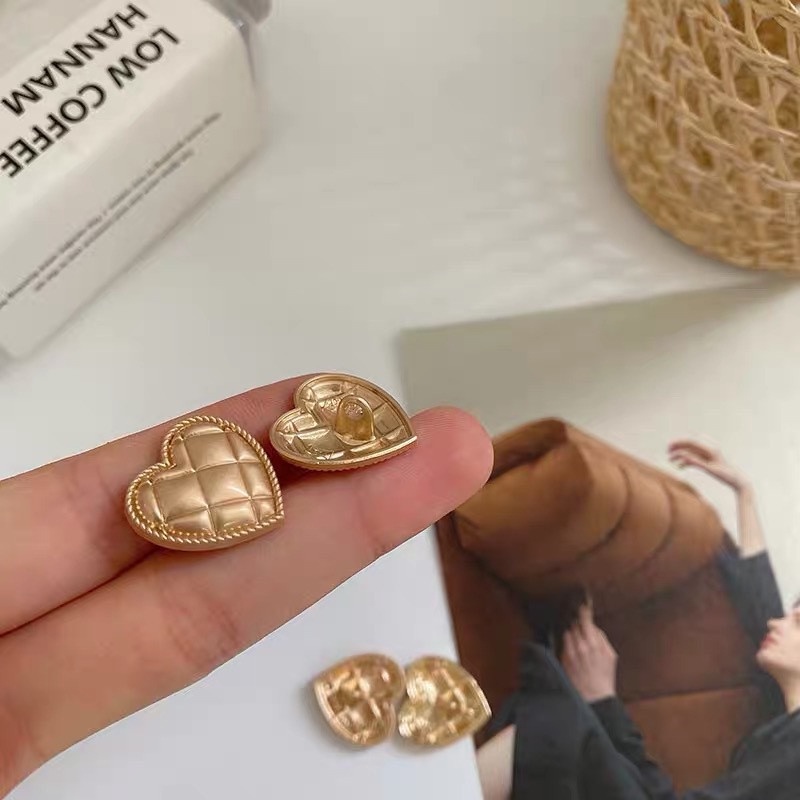 10 cái Nút trang trí bằng kim loại vàng hình trái tim cho quần áo Áo khoác Madam Nút phụ kiện may thời trang Nút cho áo