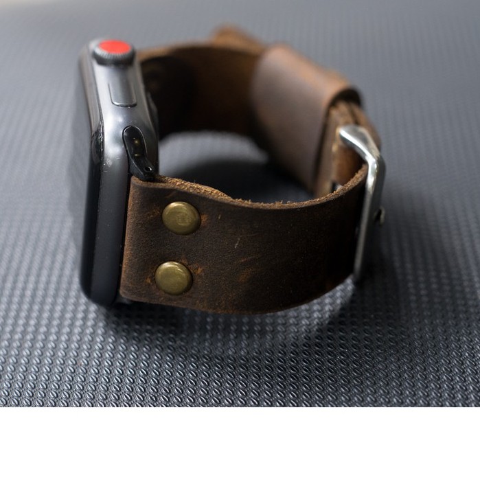 Dây đồng hồ Apple Watch , Iwatch , Iphone Watch Da Bò Sáp Ngựa Điên RAM Leather Pilot Rivet  Bền Đẹp