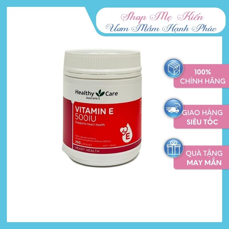 VITAMIN E HEALTHY CARE 500IU 200 viên - Xuất xứ Úc - Shop Mẹ Kiến