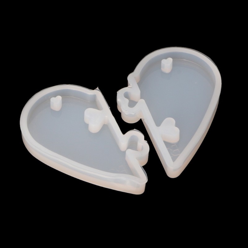 Khuôn silicon tạo hình 2 nửa trái tim dùng để làm trang sức bằng nhựa